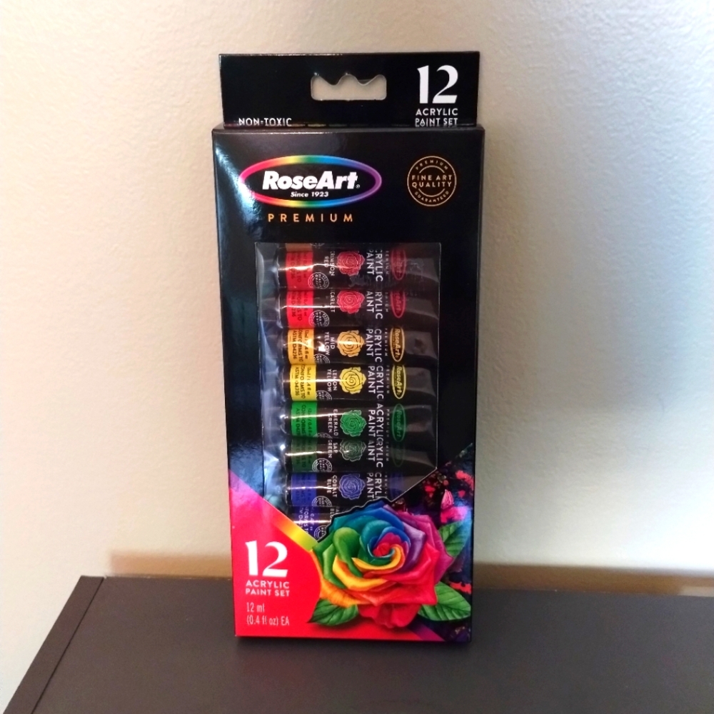 RoseArt Premium Paint Set, 12 Count Acrylic Paints - NIP